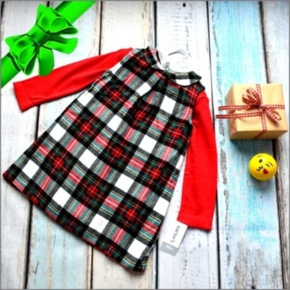 Carter's Other - Carters Plaid Jumper with Red Die Cut Onesie Set